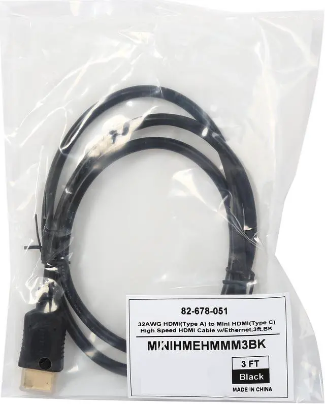 Alt view image 3 of 3 - Coboc MINIHMEHMMM3BK 3 ft.Black Mini HDMI (Type C) to HDMI (type A) Male 32 AWG High Speed HDMI w/Ethernet Cable, M-M - 1080P
