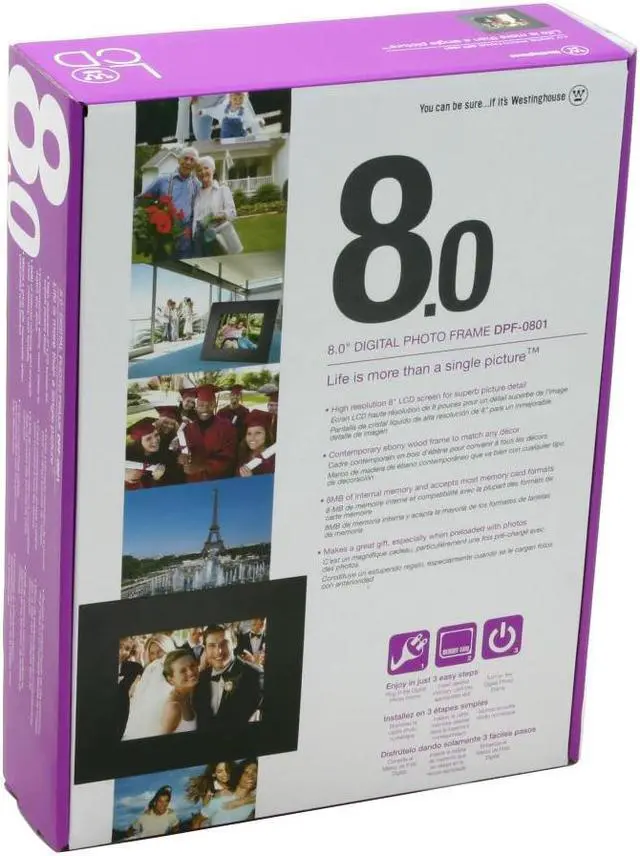 Alt view image 11 of 11 - WESTINGHOUSE DPF-0801 8" 8" Digital Photo Frame