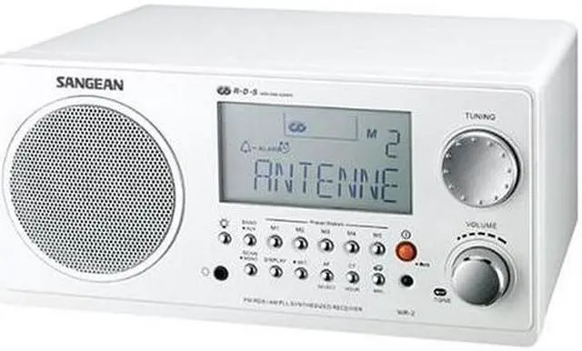 Main image of Sangean White Digital AM/FM Wooden Cabinet Table-Top Radio WR-2 White