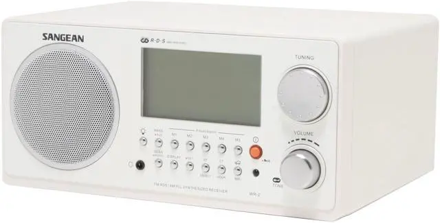 Alt view image 2 of 9 - Sangean White Digital AM/FM Wooden Cabinet Table-Top Radio WR-2 White