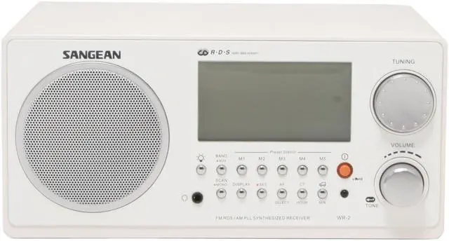 Alt view image 3 of 9 - Sangean White Digital AM/FM Wooden Cabinet Table-Top Radio WR-2 White