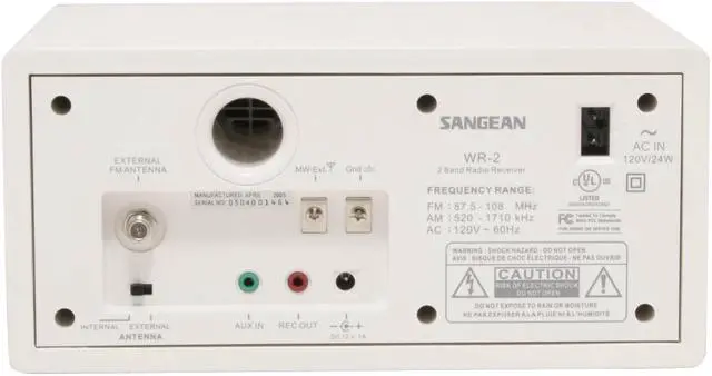 Alt view image 4 of 9 - Sangean White Digital AM/FM Wooden Cabinet Table-Top Radio WR-2 White