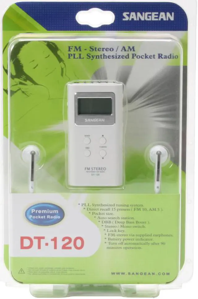 Alt view image 4 of 4 - Sangean FM-Stereo/AM PLL Synthesized Pocket Radio DT-120