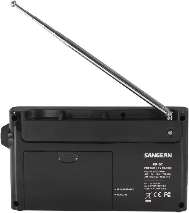 Alt view image 4 of 7 - Sangean Portable Rechargeable Radio PR-D7 Black