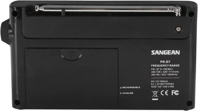 Alt view image 5 of 7 - Sangean Portable Rechargeable Radio PR-D7 Black