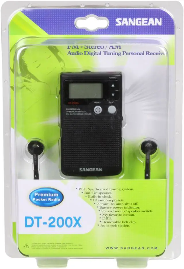 Alt view image 3 of 3 - Sangean FM-Stereo/AM Audio Digital Tuning Personal Receiver DT-200X