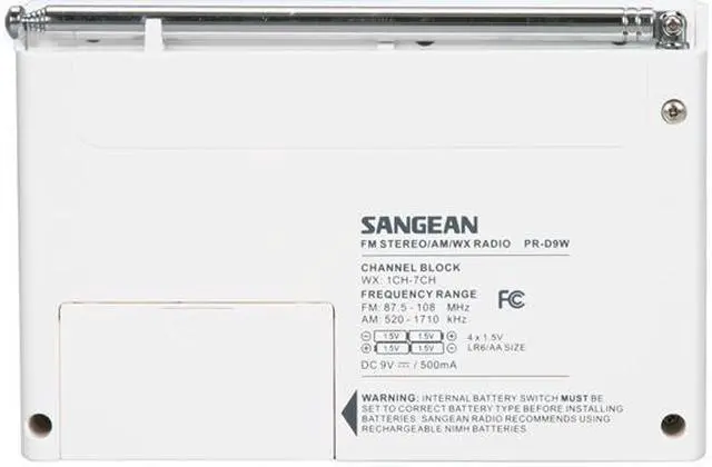 Alt view image 5 of 7 - Sangean AM / FM Weather Alert Rechargeable Compact Radio PR-D9W