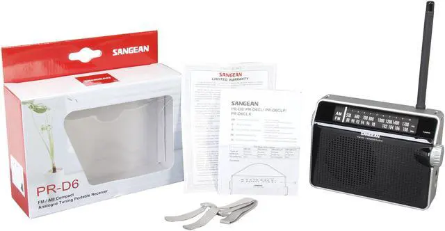 Alt view image 7 of 6 - Sangean FM / AM Compact Analogue Tuning Portable Receiver (Black) PR-D6 BK