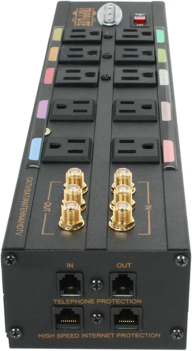 Alt view image 3 of 5 - Tripplite - 10 Outlet Ultimate Protection Home Theater A/V Surge Suppressor (AVBAR10)