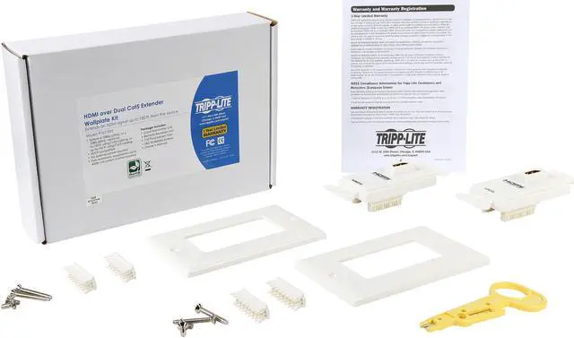 Alt view image 6 of 6 - Tripp Lite HDMI over Dual Cat5 / Cat6 Extender Wall Plate Kit, Transmitter & Receiver, 1080P (P167-000)