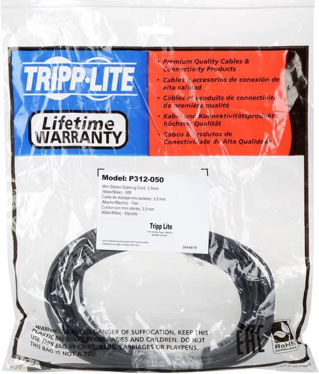Alt view image 3 of 3 - Tripp Lite  P312-050  50 ft.  Mini-Stereo Dubbing Cord (3.5mm M/M)