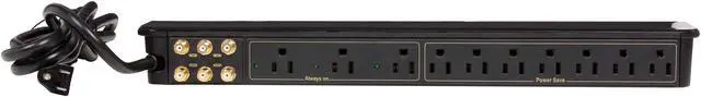 Alt view image 4 of 5 - Tripp Lite AV10IRG Eco Green A/V Surge Protector, RJ11, RJ45, Coax, 10 Outlets, 8ft Cord