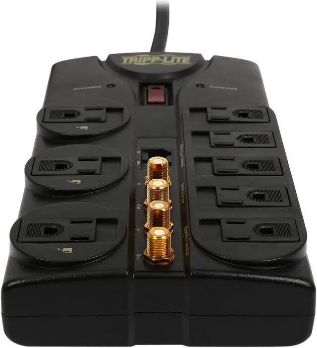 Alt view image 6 of 7 - TRIPP LITE AV810 RJ11 Coax 8 Outlet 10-Feet Cord 3240 Joule A/V Surge Protector