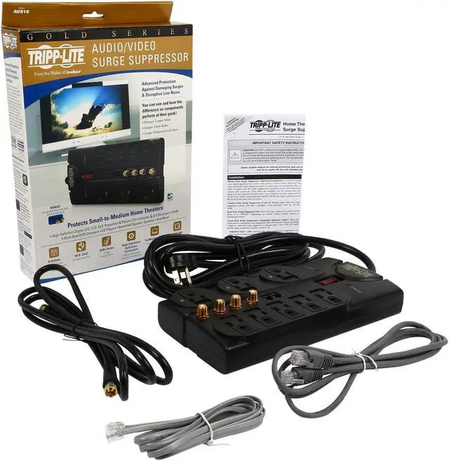 Alt view image 7 of 7 - TRIPP LITE AV810 RJ11 Coax 8 Outlet 10-Feet Cord 3240 Joule A/V Surge Protector