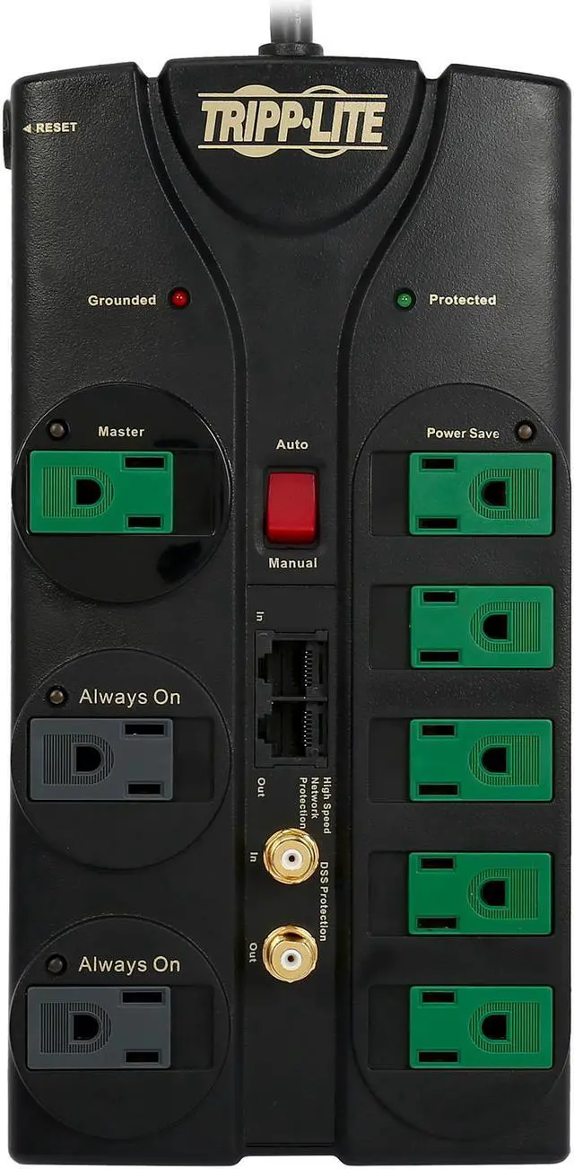 Alt view image 2 of 7 - TRIPP LITE AV88SATG 8 Feet 8 Outlets 2880 Joules Energy-Saving Surge Suppressor