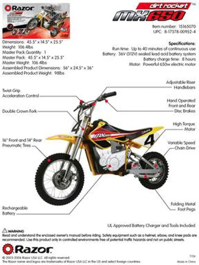Razor 15165070 MX650 Dirt Rocket - Newegg.com