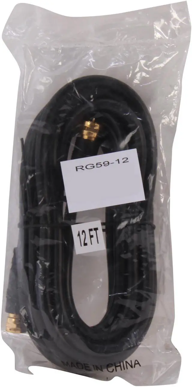 Alt view image 3 of 3 - BYTECC RG59-12 12 ft. F-Type RG-59 (75 ohm Coaxial) Screw on RF Cable Male to Male - OEM