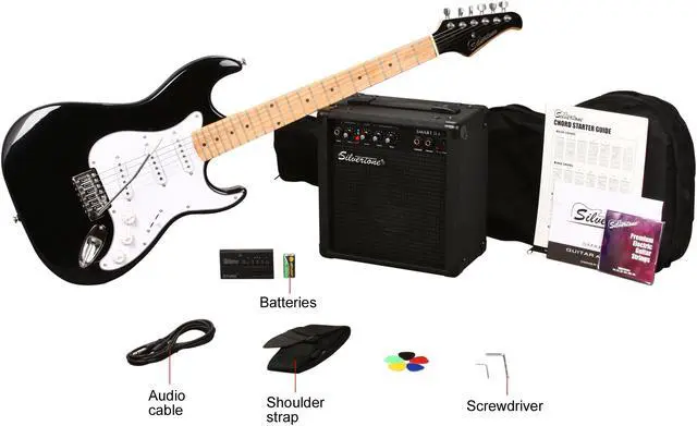 Alt view image 8 of 8 - Silvertone Citation Electric Guitar and Amp Package-Black