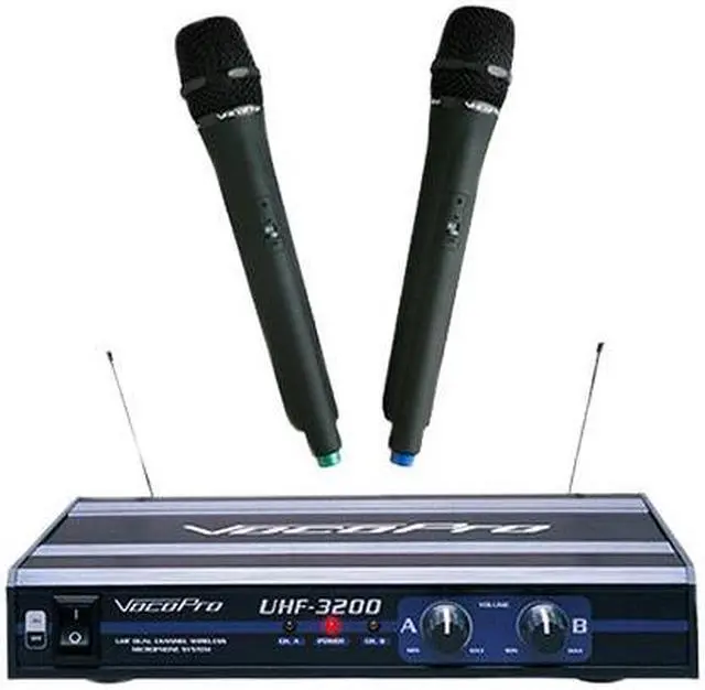 Alt view image 4 of 4 - VocoPro UHF-3200 UHF-Dual Channel Wireless Microphone System