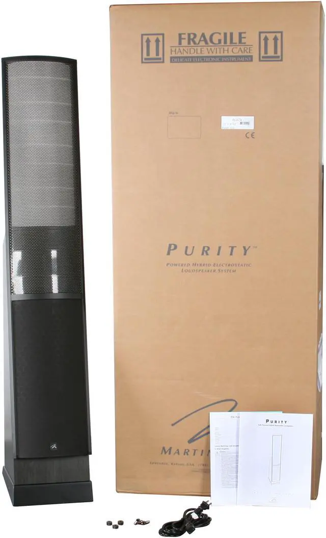 Alt view image 5 of 5 - MartinLogan ESL Series Purity Black Fully Powered Hybrid Electrostatic Loudspeaker Single