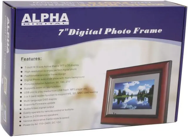 Alt view image 8 of 8 - Alpha Digital SW7A-E01 7" 7" Digital Photo Frame
