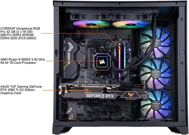 Alt view image 6 of 11 - ADENINE Alpha002-AT Gaming Desktop - AMD Ryzen 9 5950X, GeForce RTX 3080 Ti, AMD X570 ATX Motherboard