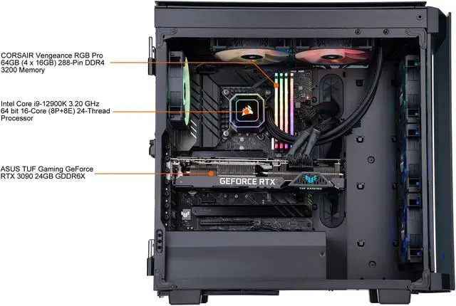 Alt view image 6 of 8 - ADENINE Alpha005-AT Gaming Desktop - Intel i9-12900K, GeForce RTX 3090, Z690 Plus, M.2 2280 2TB, 64GB RAM, Win 10 Pro