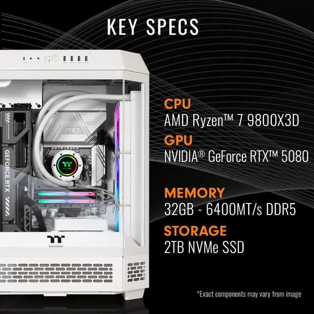 Alt view image 4 of 8 - Thermaltake Gaming Desktop PC T6WT-X870-580-LCS AMD Ryzen 7 9800X3D 32GB DDR5 2TB SSD GeForce RTX 5080 Windows 11 Home