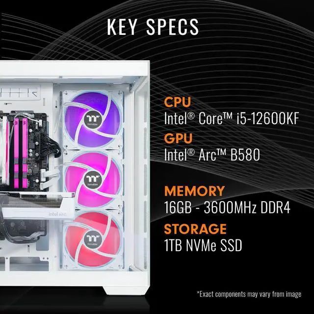 Alt view image 11 of 15 - Thermaltake Gaming Desktop PC V38S-B760-B58-LCS Intel Core i5-12600KF 16GB DDR4 1TB SSD Intel Arc B580 Windows 11 Home