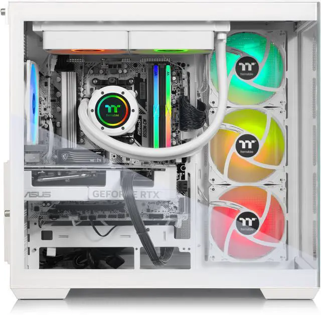 Alt view image 5 of 8 - Thermaltake Gaming Desktop PC V38S-B650-580-LCS AMD Ryzen 7 7800X3D 32GB DDR5 1TB SSD GeForce RTX 5080 Windows 11 Home