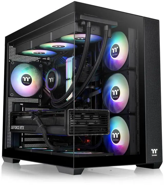 Alt view image 2 of 8 - Thermaltake Gaming Desktop PC V38B-B850-580-LCS AMD Ryzen 7 9800X3D 32GB DDR5 1TB SSD GeForce RTX 5080 Windows 11 Home