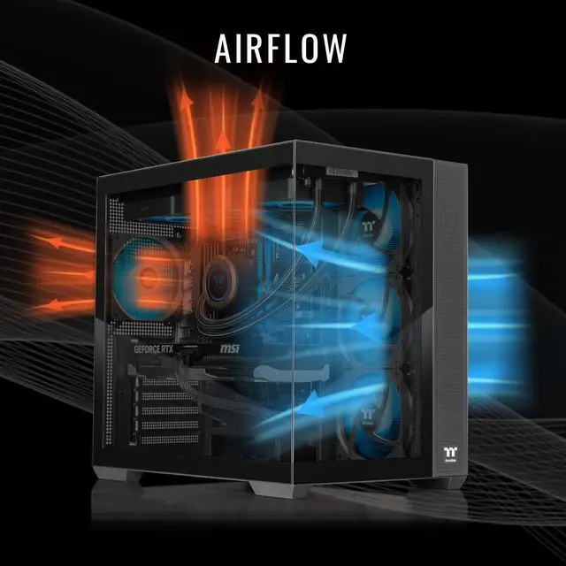 Alt view image 7 of 8 - Thermaltake Gaming Desktop PC V38B-B850-580-LCS AMD Ryzen 7 9800X3D 32GB DDR5 1TB SSD GeForce RTX 5080 Windows 11 Home