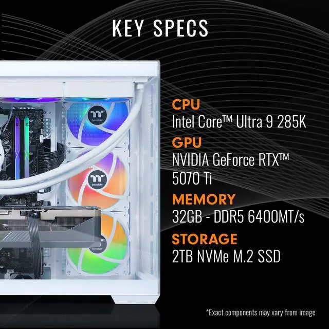 Alt view image 2 of 7 - Thermaltake LCGS View u2870TS-380 Gaming Desktop (Intel Core Ultra 9 285K, ToughRam 32GB DDR5 6400MT/s RGB Memory, NVIDIA GeForce RTX 5070 Ti, 2TB NVMe M.2, Wifi, Windows 11) V38S-Z890-57T-LCS