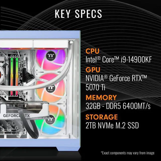 Alt view image 5 of 8 - Thermaltake LCGS View i1470TH-380 Gaming Desktop (Intel Core i9-14900KF, ToughRam 32GB DDR5 6400MT/s RGB Memory, NVIDIA GeForce RTX 5070 Ti, 2TB NVMe M.2, Wifi, Windows 11) V38H-Z790-57T-LCS