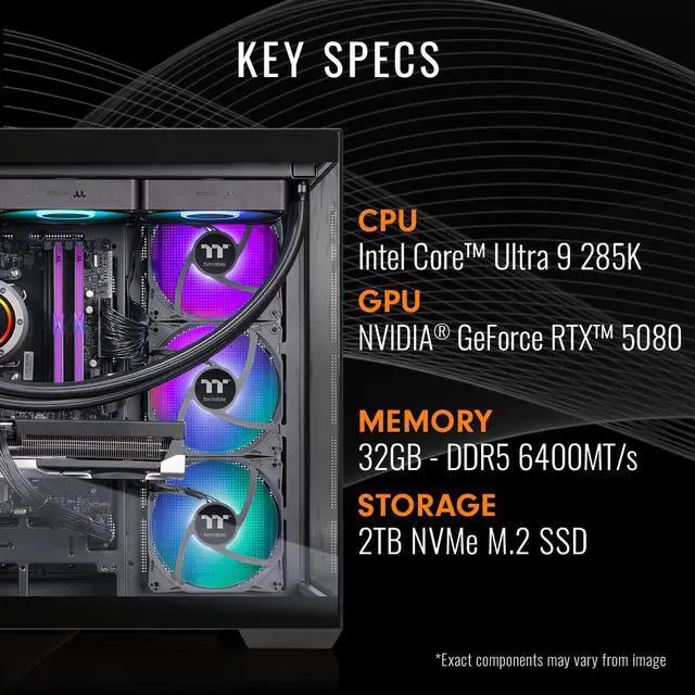 Alt view image 2 of 7 - Thermaltake LCGS View u2880-380 Gaming Desktop (Intel Core Ultra 9 285K, ToughRam 32GB DDR5 6400MT/s RGB Memory, NVIDIA GeForce RTX 5080, 2TB NVMe M.2, Wifi, Windows 11) V38B-Z890-580-LCS