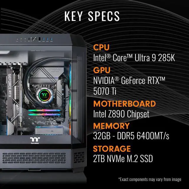 Alt view image 3 of 8 - Thermaltake Reactor u2870T Gaming Desktop (Intel Core Ultra 9 285K, ToughRam 32GB DDR5 6400MT/s RGB Memory, NVIDIA GeForce RTX 5070 Ti, 2TB NVMe M.2, Wifi, Windows 11) T6BK-Z890-57T-LCS