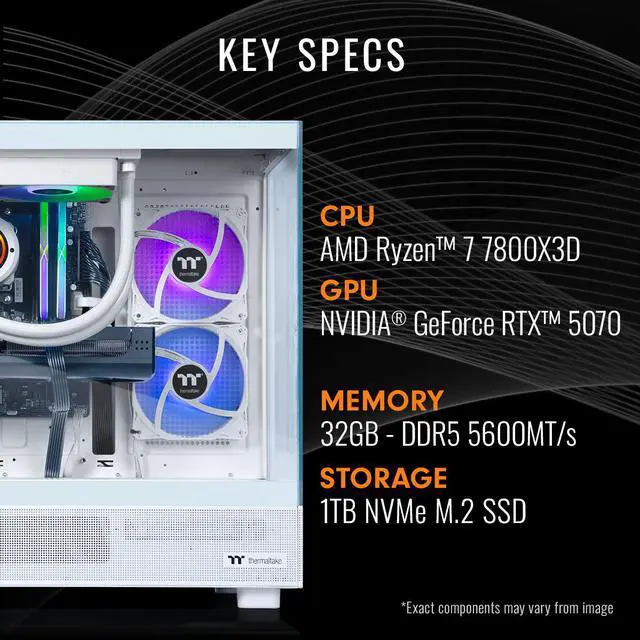 Alt view image 2 of 7 - Thermaltake LCGS View 7870S-270 Gaming Desktop (AMD Ryzen 7 7800X3D, ToughRam 32GB DDR5 5600MT/s RGB Memory, NVIDIA GeForce RTX 5070, 1TB NVMe M.2, Wifi, Windows 11) V27S-B850-570-LCS
