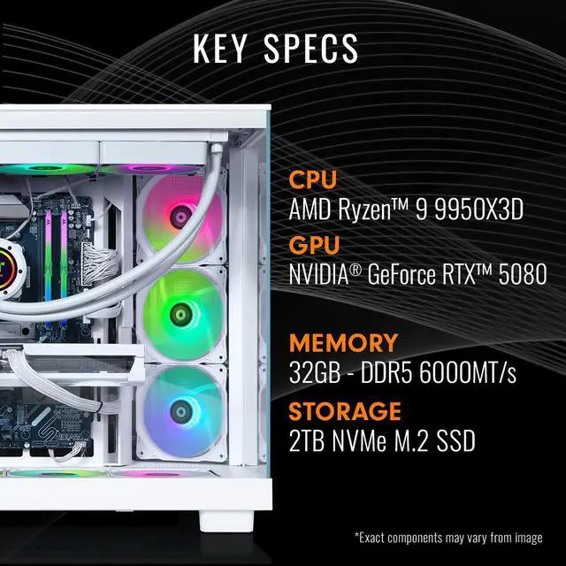 Alt view image 2 of 7 - Thermaltake LCGS View 9580S-380XL Gaming Desktop (AMD Ryzen 9 9950X3D, ToughRam 32GB DDR5 6000MT/s RGB Memory, NVIDIA GeForce RTX 5080, 2TB NVMe M.2, Wifi, Windows 11) VXLS-X870-580-LCS