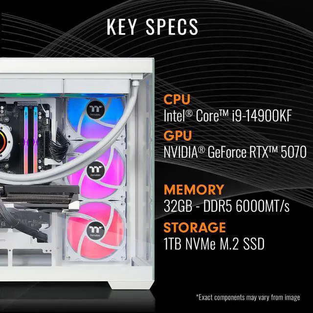 Alt view image 3 of 8 - Thermaltake LCGS View i1470S-380 Gaming Desktop (Intel Core i9-14900KF, ToughRam 32GB DDR5 6000MT/s RGB Memory, NVIDIA GeForce RTX 5070, 1TB NVMe M.2, Wifi, Windows 11) V38S-Z790-570-LCS