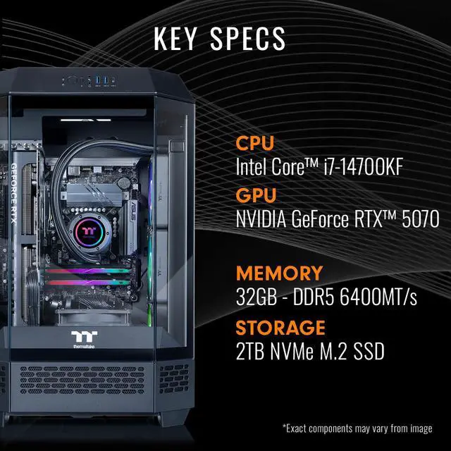 Alt view image 3 of 8 - Thermaltake LCGS Reactor i1470 Gaming Desktop (Intel Core i9-14900KF, 32GB 6000MT/s DDR5 RGB Memory, NVIDIA GeForce RTX 5070, 1TB NVMe M.2, WiFi, Windows 11) T3BK-B760-570-LCS