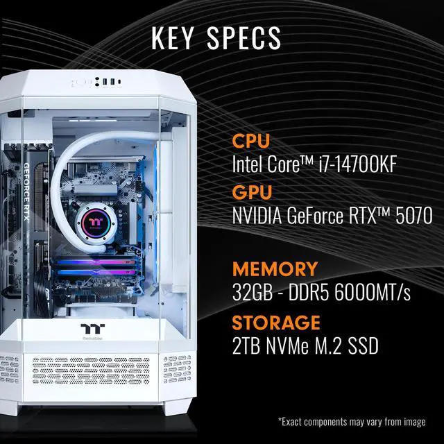 Alt view image 5 of 7 - Thermaltake LCGS Reactor i1470S Gaming Desktop (Intel Core i7-14700KF, 32GB 6000MT/s DDR5 RGB Memory, NVIDIA GeForce RTX 5070, 2TB NVMe M.2, WiFi, Windows 11) T3WT-B760-570-LCS