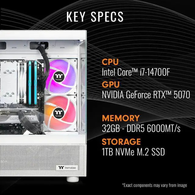 Alt view image 3 of 8 - Thermaltake LCGS View i1470S-170 Gaming Desktop (Intel Core i7-14700F, ToughRam 32GB DDR5 6000MT/s RGB Memory, NVIDIA GeForce RTX 5070, 1TB NVMe M.2, Wifi, Windows 11) V17S-B760-570-LCS