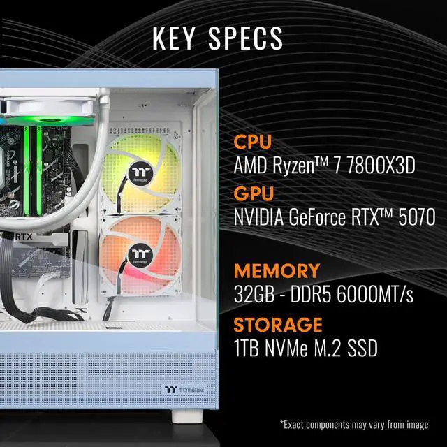 Alt view image 2 of 7 - Thermaltake LCGS View 7870H-270 Gaming Desktop (AMD Ryzen 7 7800X3D, ToughRam 32GB DDR5 6000MT/s RGB Memory, NVIDIA GeForce RTX 5070, 1TB NVMe M.2, Wifi, Windows 11) V27H-B850-570-LCS