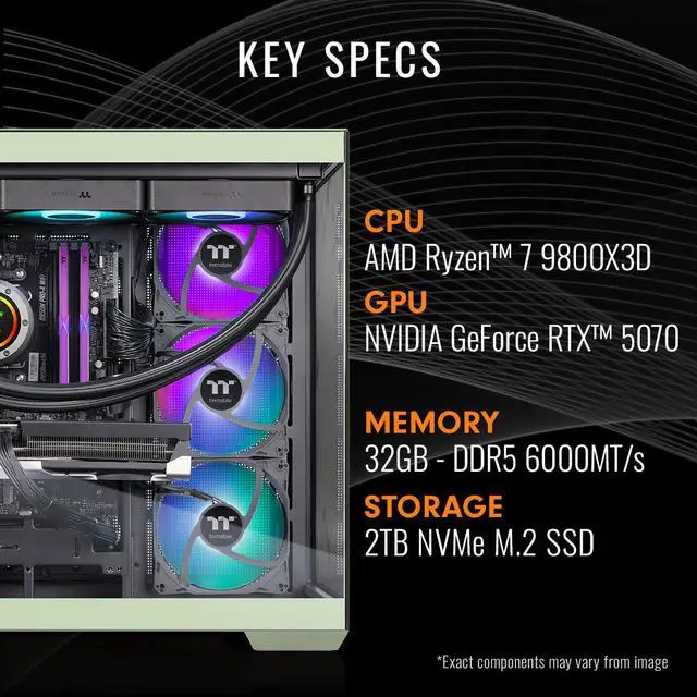 Alt view image 2 of 7 - Thermaltake LCGS View 9870M-380 Gaming Desktop (AMD Ryzen 7 9800X3D, ToughRam 32GB DDR5 6000MT/s RGB Memory, NVIDIA GeForce RTX 5070, 2TB NVMe M.2, Wifi, Windows 11) V38M-B850-570-LCS