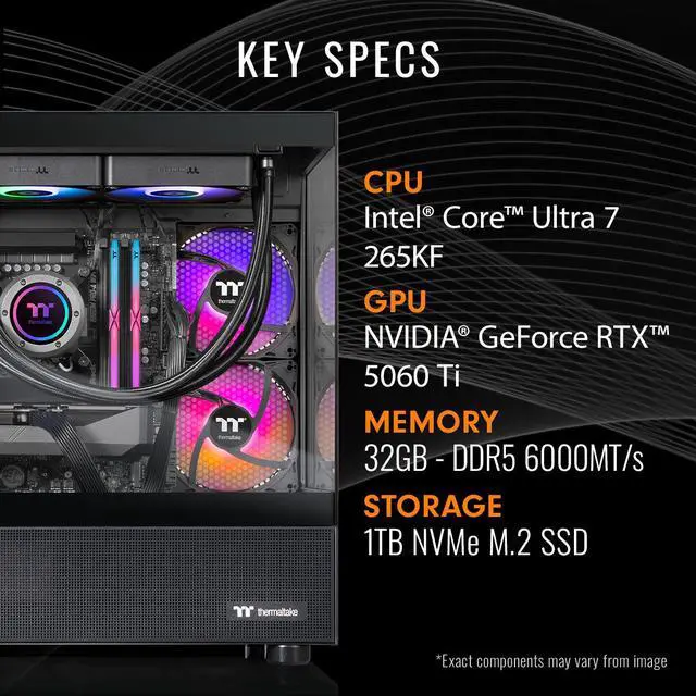 Alt view image 3 of 7 - Thermaltake LCGS View u2660T-170 Gaming Desktop (Intel Core Ultra 7 265KF, ToughRam 32GB DDR5 6000MT/s RGB Memory, NVIDIA GeForce RTX 5060 Ti, 1TB NVMe M.2, WiFi, Windows 11) V17B-B860-56T-LCS