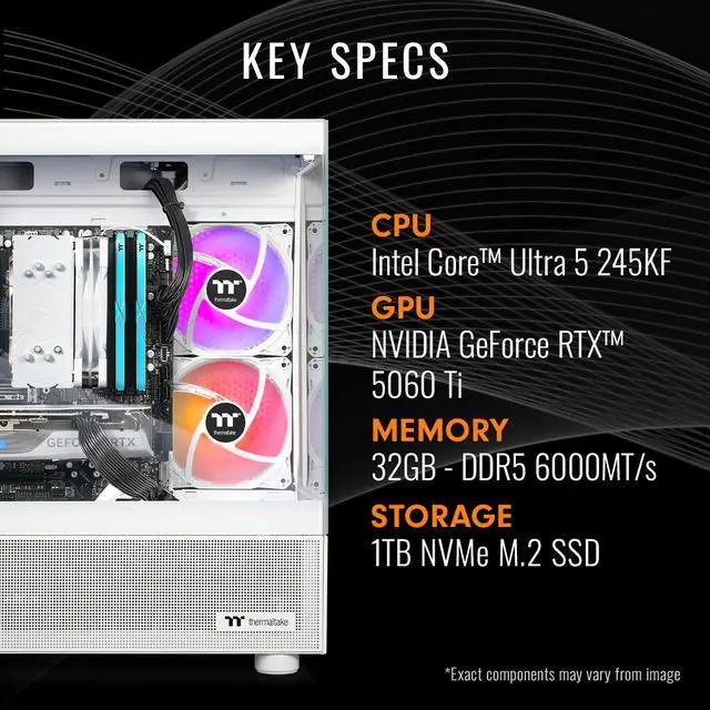 Alt view image 3 of 8 - Thermaltake LCGS View u2460TS-170 Gaming Desktop (Intel Core Ultra 5 245KF, ToughRam 32GB DDR5 6000MT/s RGB Memory, NVIDIA GeForce RTX 5060 Ti, 1TB NVMe M.2, WiFi, Windows 11) V17S-B860-56T-LCS