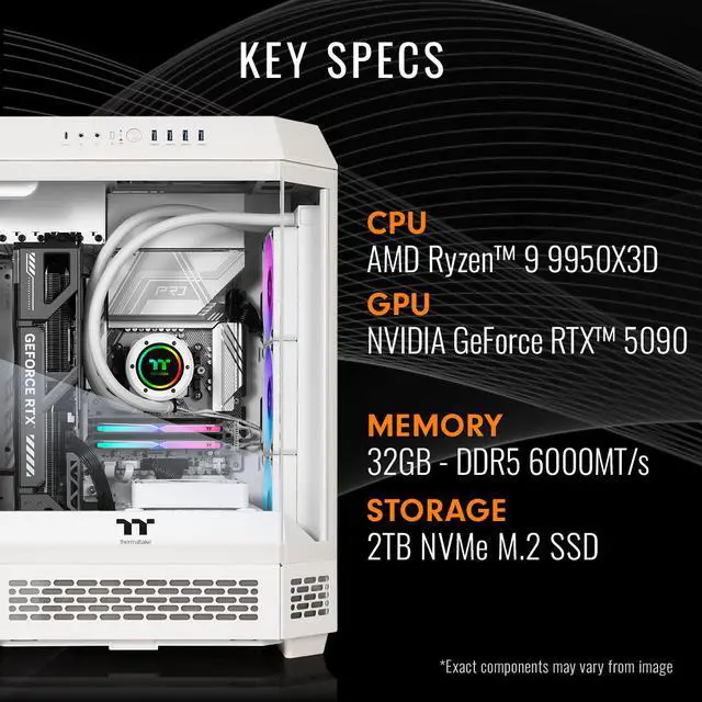 Alt view image 2 of 7 - Thermaltake LCGS Reactor 9590S Gaming Desktop (AMD Ryzen 9 9950X3D, ToughRam 32GB DDR5 6000MT/s RGB Memory, NVIDIA GeForce RTX 5090, 2TB NVMe M.2, Wifi, Windows 11) T6WT-X87S-590-LCS