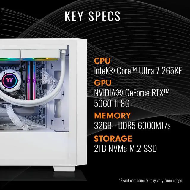 Alt view image 2 of 7 - Thermaltake Gaming Desktop PC H16S-B860-56T-LCS Intel Core Ultra 7 265KF 32GB DDR5 2TB NVMe SSD GeForce RTX 5060 Ti Windows 11 Home