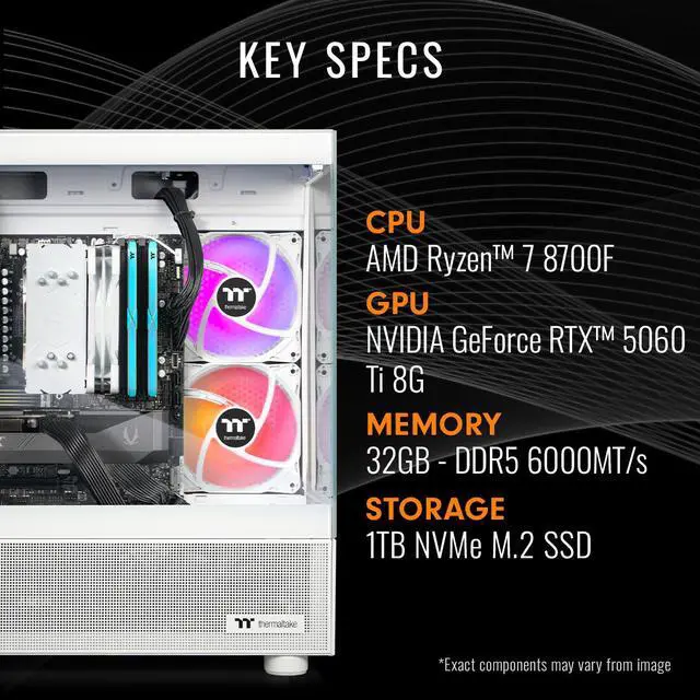 Alt view image 2 of 7 - Thermaltake Gaming Desktop PC V17S-B850-56T-LCS AMD Ryzen 7 8700F 32GB DDR5 1TB NVMe SSD GeForce RTX 5060 Ti Windows 11 Home