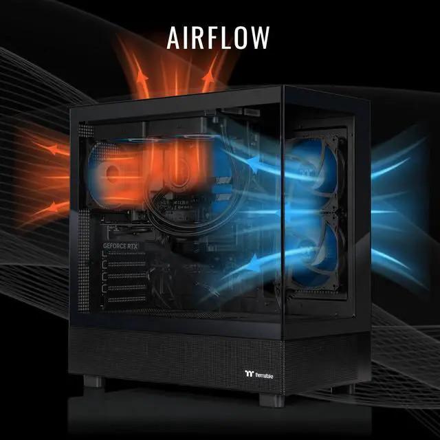 Alt view image 6 of 7 - Thermaltake Gaming Desktop PC V27B-B55K-56T-LCS AMD Ryzen 7 5800X3D 32GB DDR4 1TB NVMe SSD GeForce RTX 5060 Ti Windows 11 Home